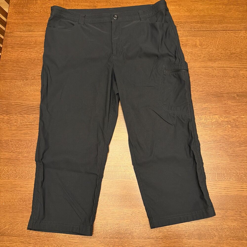Eddie Bauer Rainier Capri Pants Womens 14 Black Nylon Stretch Hiking UPF 50+